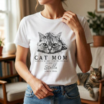 Cute Simple Cat Mom Womens Personalized T-Shirt