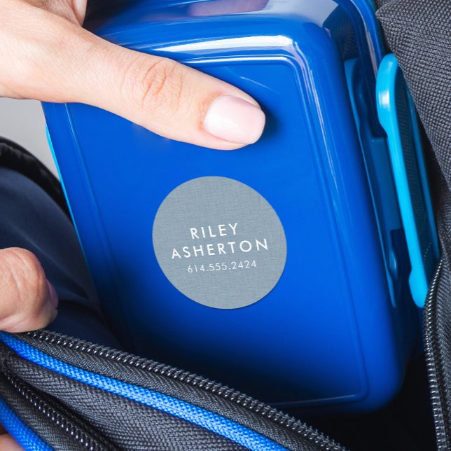 Cute simple chambray blue personalized round kids' labels (Creator Uploaded)