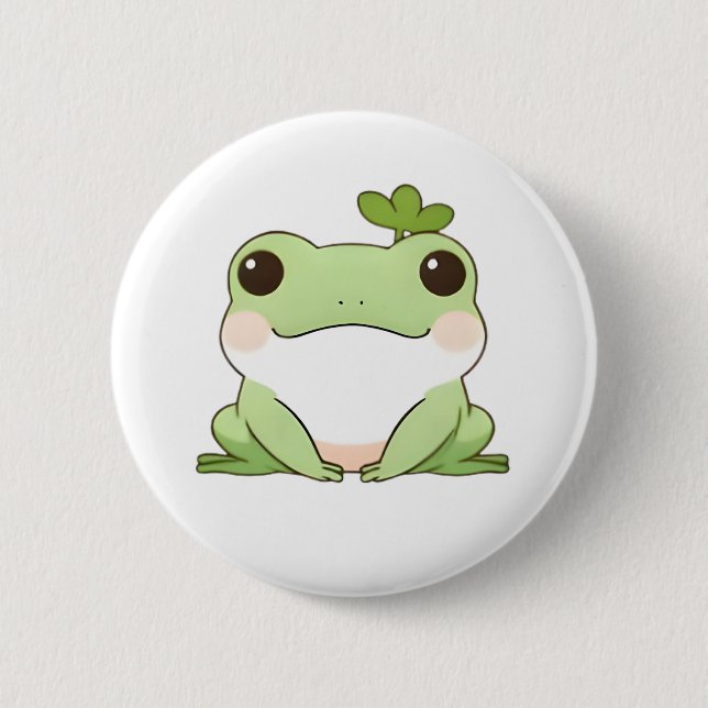 Cute Simple Chibi Frog Nature Kawaii Design Button (Front)