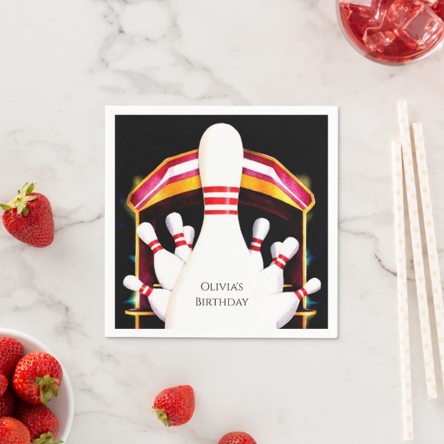 Cute Simple Children's Bowling Birthday Napkins (Insitu)