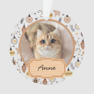 cute simple christmas holiday Custom cat Photo Ornament