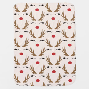 Cute Simple Christmas Reindeer Face Pattern Baby Blanket