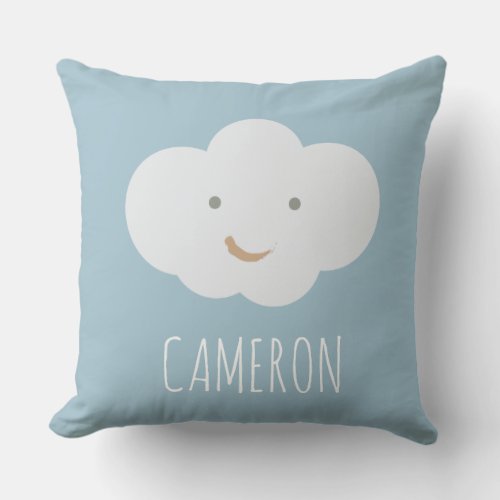 Cute Simple cloud editable name earth tone Throw Pillow