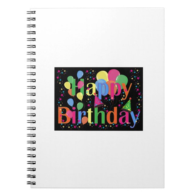 Cute Simple Colorful Happy Birthday Notebook (Front)