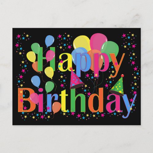Cute Simple Colorful Happy Birthday Postcard