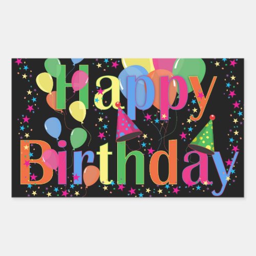 Cute Simple Colorful Happy Birthday Rectangular Sticker