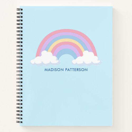 Cute Simple Colorful Rainbow with Name Notebook