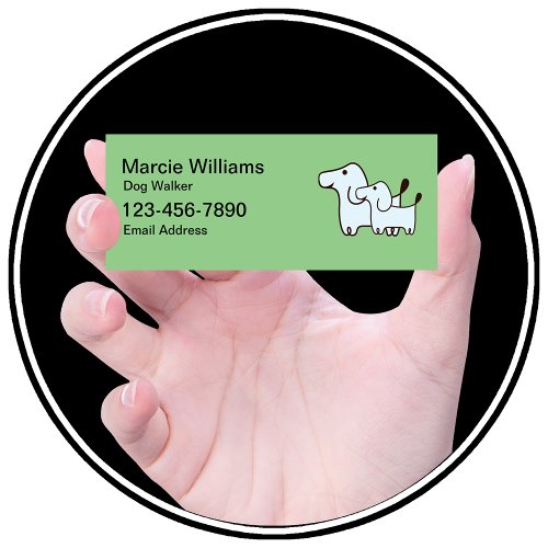 Cute Simple Compact Dog Walker Business Cards 