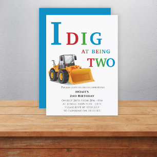 cute simple construction themed boys party  invitation