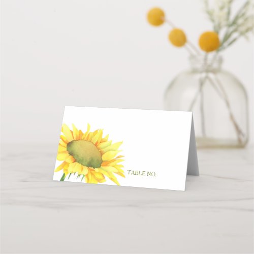 Cute Simple Country Sunflower Wedding Place Card