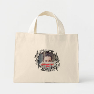 Cute Simple Custom Christmas Wreath Photo Mini Tote Bag