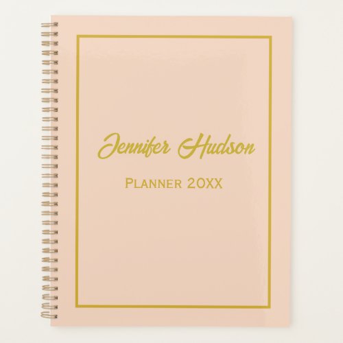 Cute Simple Custom Girly Light Peach Monthly Planner