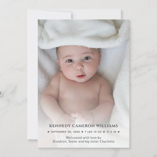 Cute Simple Custom Photo Hello Baby Newborn Birth Announcement