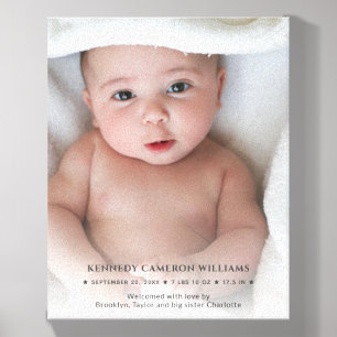 Cute Simple Custom Photo Hello Baby Newborn Birth Canvas Photo Tile