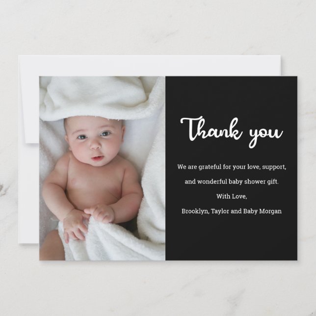 Cute Simple Custom Photo Newborn New Baby Shower Thank You Card (Front)