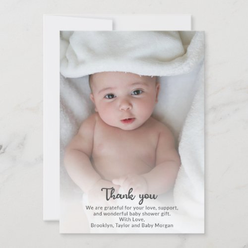 Cute Simple Custom Photo Thank You New Baby Shower