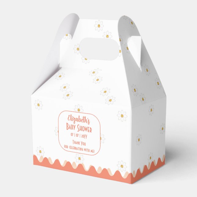 Cute Simple Daisy Floral Baby Shower Favor Boxes (Front Side)