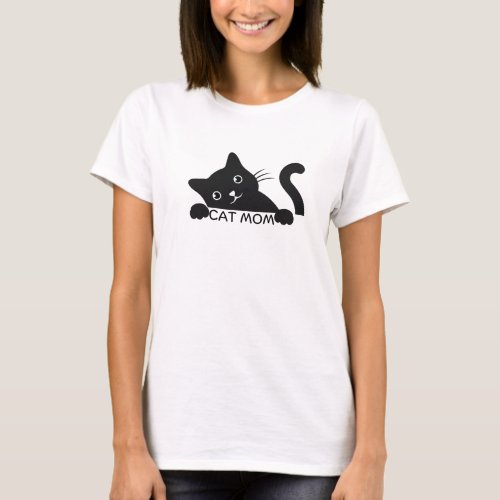 Cute simple design black cat lover mom T_Shirt