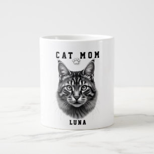 Cute Simple Design Custom Cat Mom Black Cat Lover Giant Coffee Mug