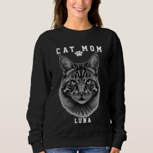Cute Simple Design Custom Cat Mom Black Cat Lover Sweatshirt