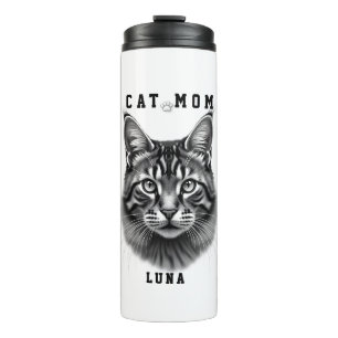 Cute Simple Design Custom Cat Mom Black Cat Lover Thermal Tumbler