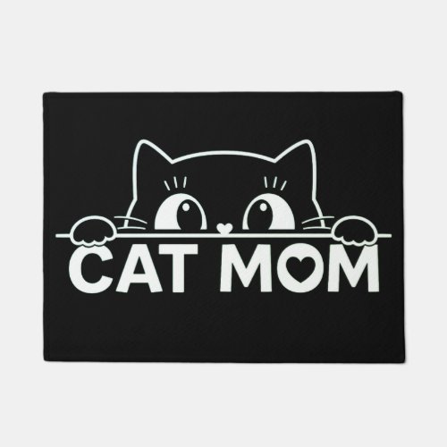 Cute simple design womens black cat lover mom doormat