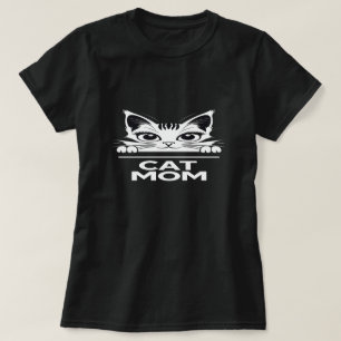 Cute simple design womens black cat lover mom  T-Shirt