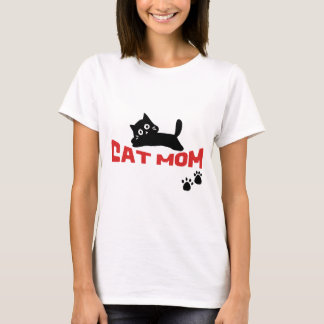 Cute simple design womens black cat lover mom T-Shirt