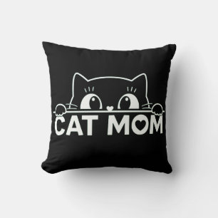 Cute simple design womens black cat lover mom throw pillow