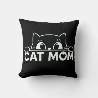 Cute simple design womens black cat lover mom throw pillow