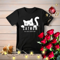 Cute simple design womens white cat lover mom 