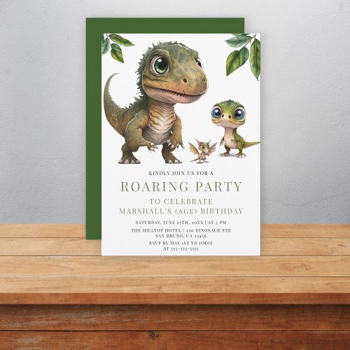 Cute  simple dinosaur birthday  invitation