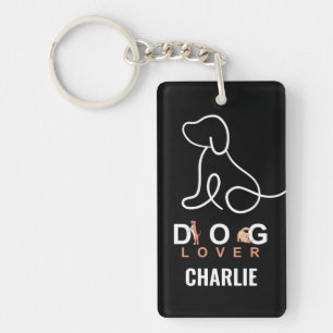 Cute simple dog lover personalized name & photo keychain