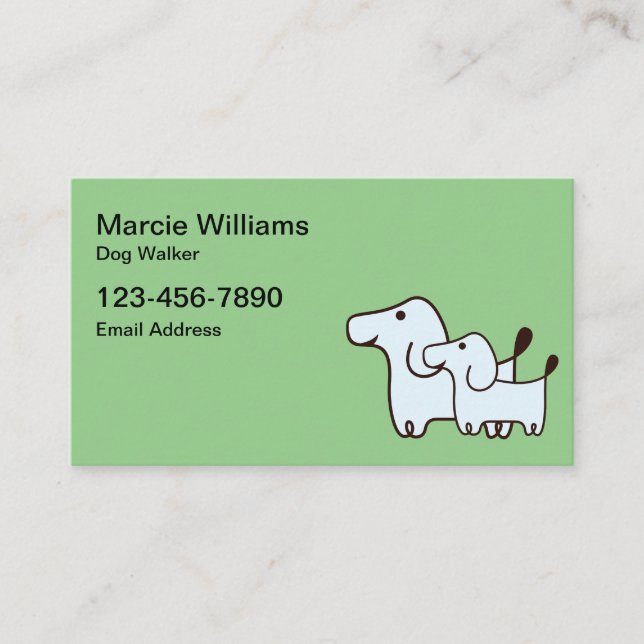 Cute Simple Dog Walker Business Cards  (Front)