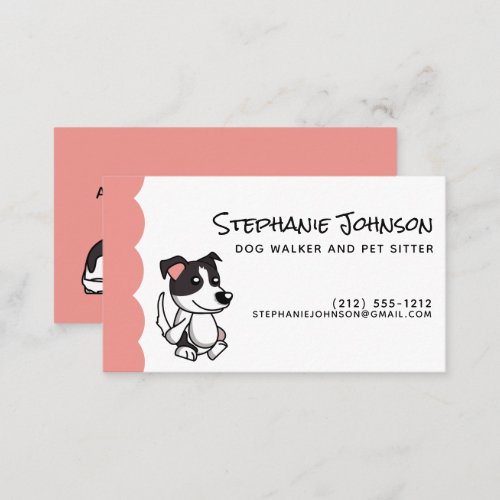 Cute Simple Dog Walker or Pet Sitting Pink Black Business Card