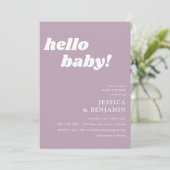Cute Simple Dusty Lilac Hello Baby Shower Invitation (Standing Front)