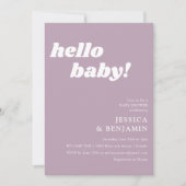 Cute Simple Dusty Lilac Hello Baby Shower Invitation (Front)