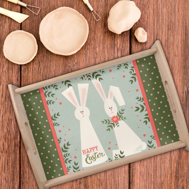 Cute Simple Easter Bunny Modern  Serving Tray (Creator Uploaded)