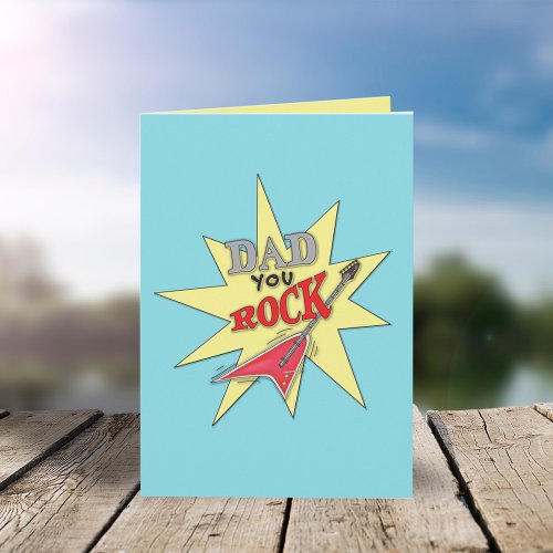 Cute Simple Fathers Day Dad Rock n Roll Guitar Card