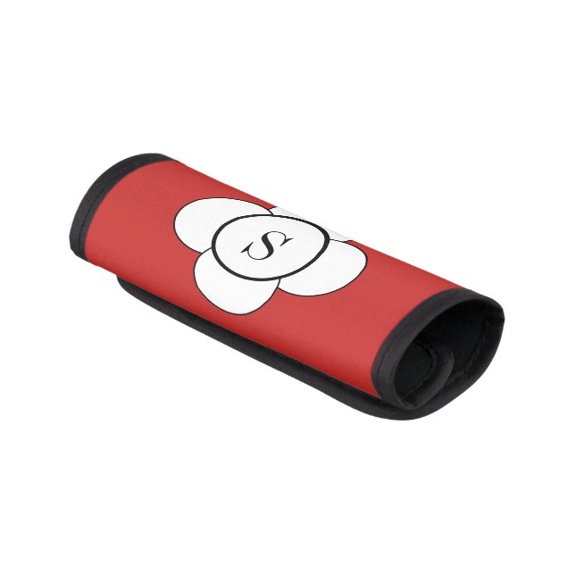 Cute Simple Flower Red Luggage Handle Wrap (Angled)