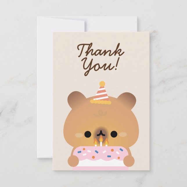 Cute Simple Fun Birthday Party Thank You Card (Front)