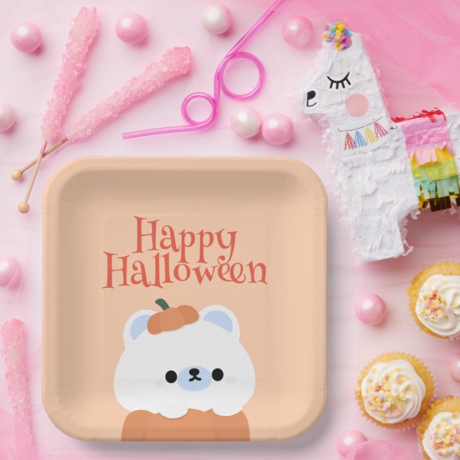 Cute Simple Fun Halloween Party Paper Plates (Party)