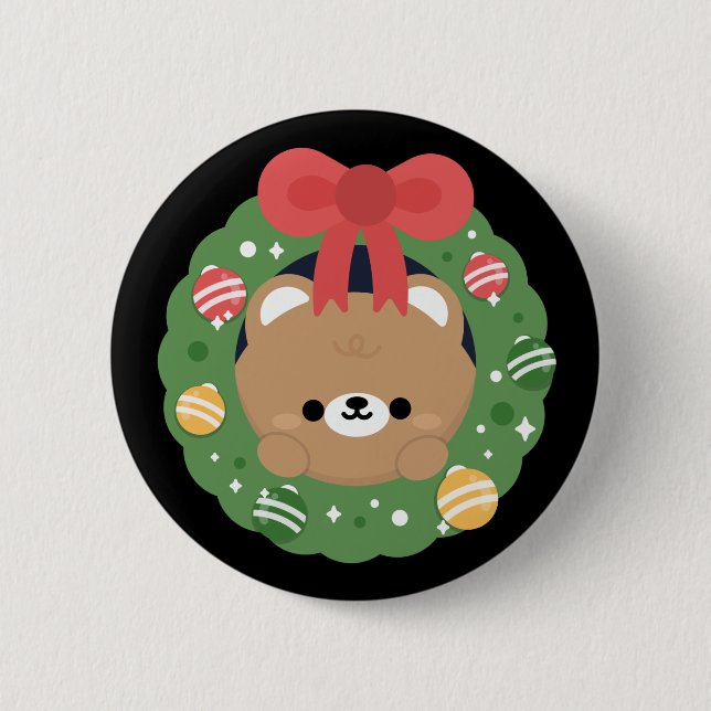 Cute Simple Fun Merry Christmas Button (Front)