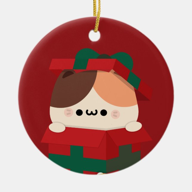 Cute Simple Fun Merry Christmas Ceramic Ornament (Front)