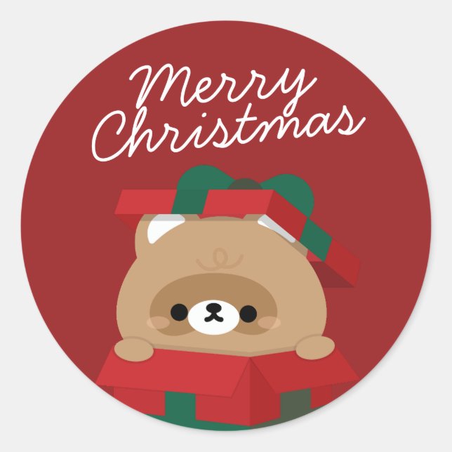 Cute Simple Fun Merry Christmas Classic Round Sticker (Front)