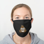 Cute Simple Funny Poop Emoji Black Cotton Face Mask (Worn)