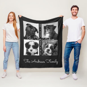 Cute Simple Fur Babies Animal Pet Photo Fleece Blanket
