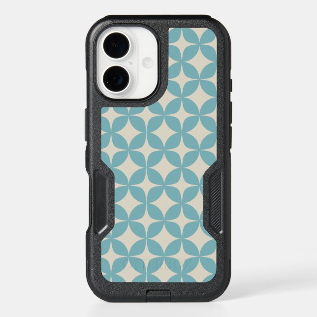 Cute Simple Geometric Pattern Pastel Teal Blue Otterbox iPhone Case (Back)