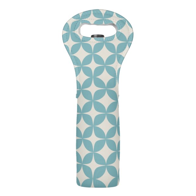 Cute Simple Geometric Pattern Pastel Teal Blue Wine Bag (Front)