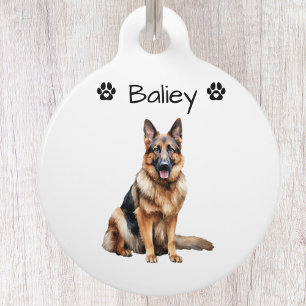 Cute Simple German Shepherd Dog  Pet ID Tag